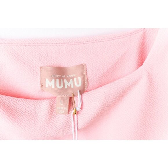 Show Me Your MuMu Bodysuit Women's L Size Light Pink Textured Thong Shoulder Tie - Picture 4 of 7